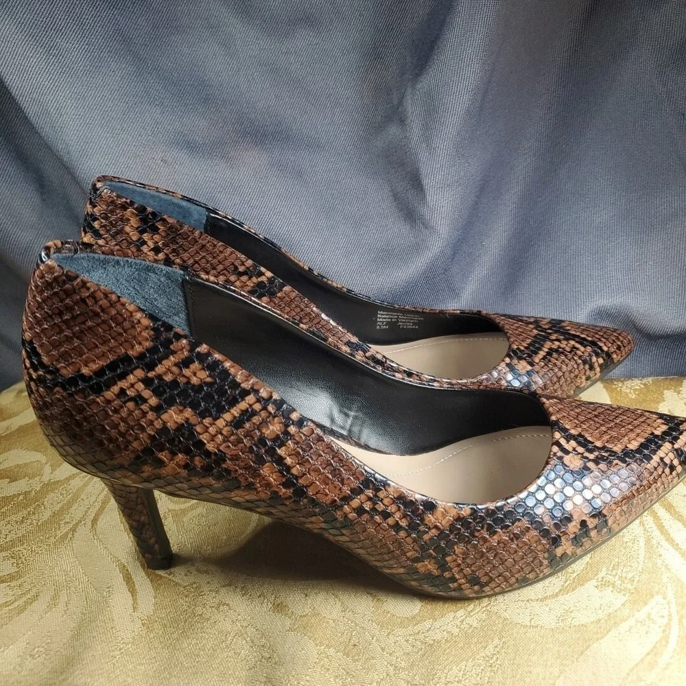 Alfani 8.5M Step N Flex Pumps Womens Brown Snakeskin Pointed Toe Office Wear‎